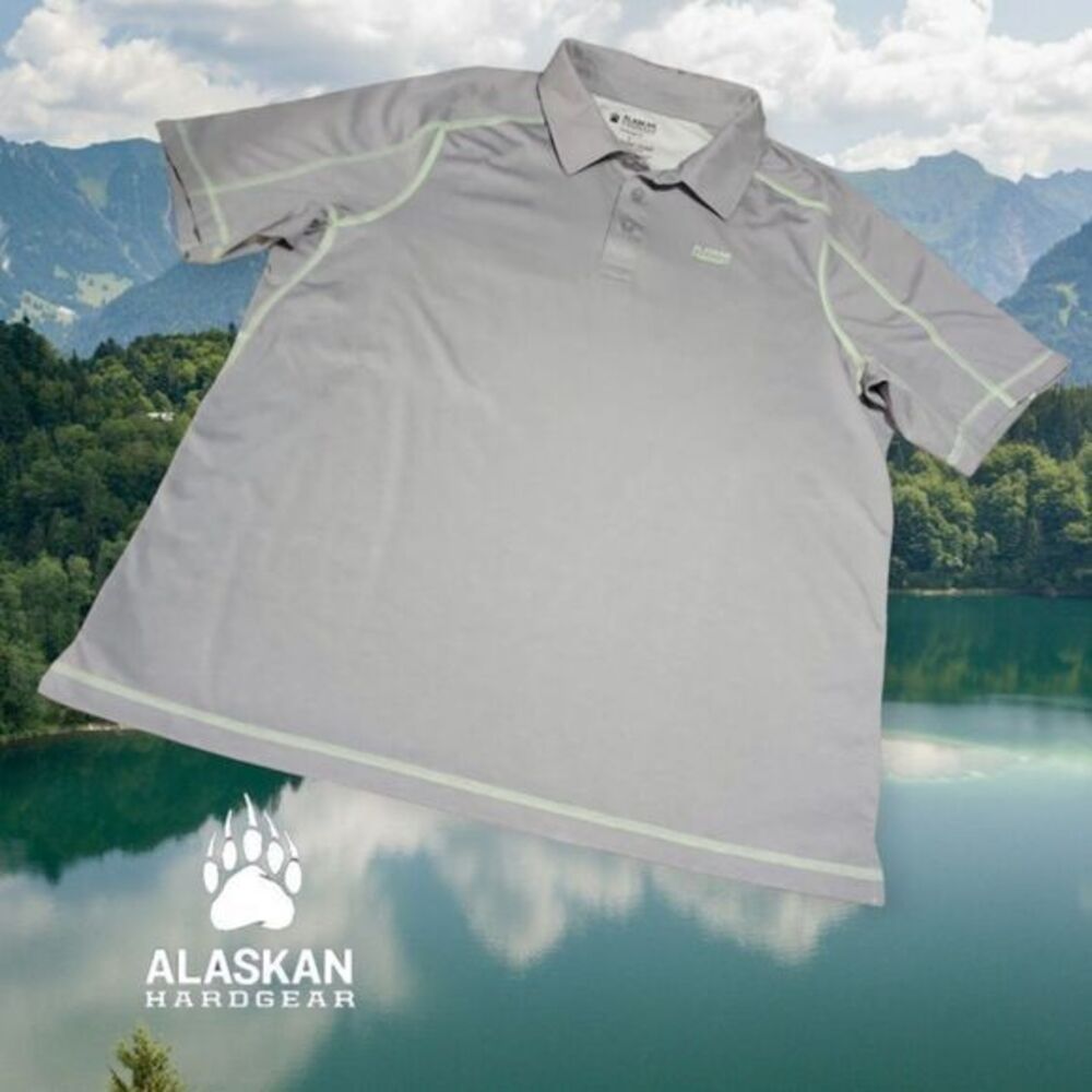 Alaskan Hardgear Mens Fishing Catch & DriRelease Polo Shirt Grey & Lime‎ Large
